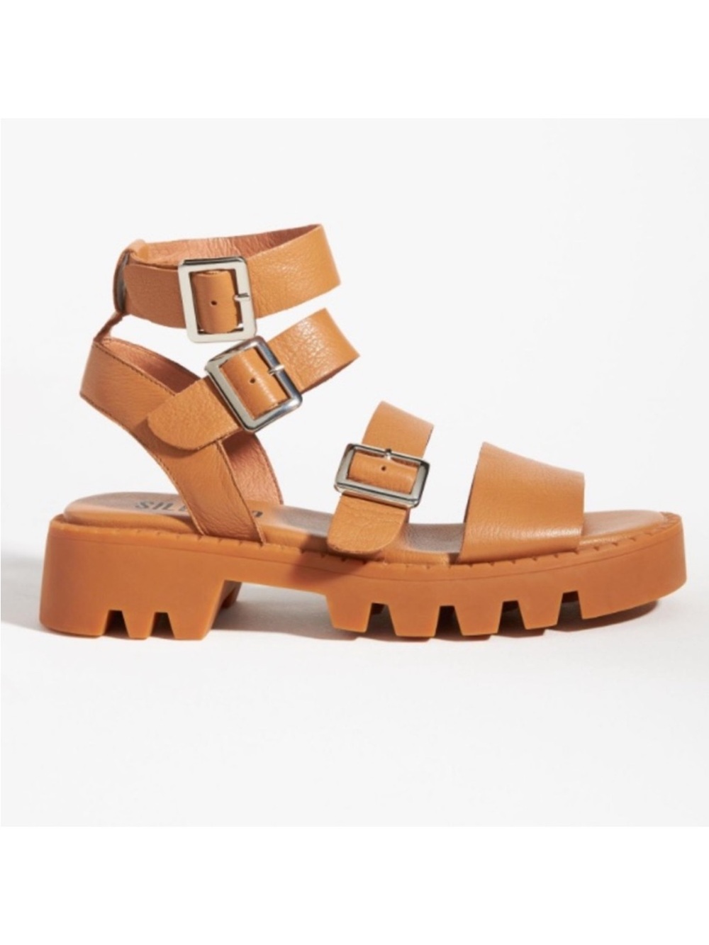 Anthropologie Silent D Friand Gladiator Sandals platform tan leather chic comfy